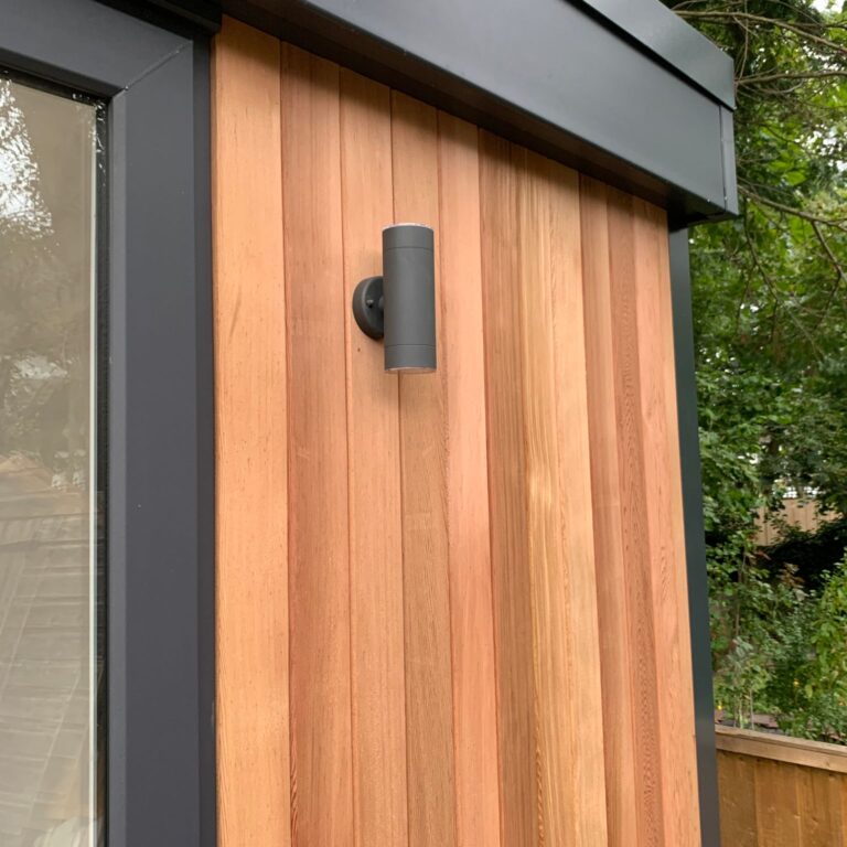 Garden room external lighting in London