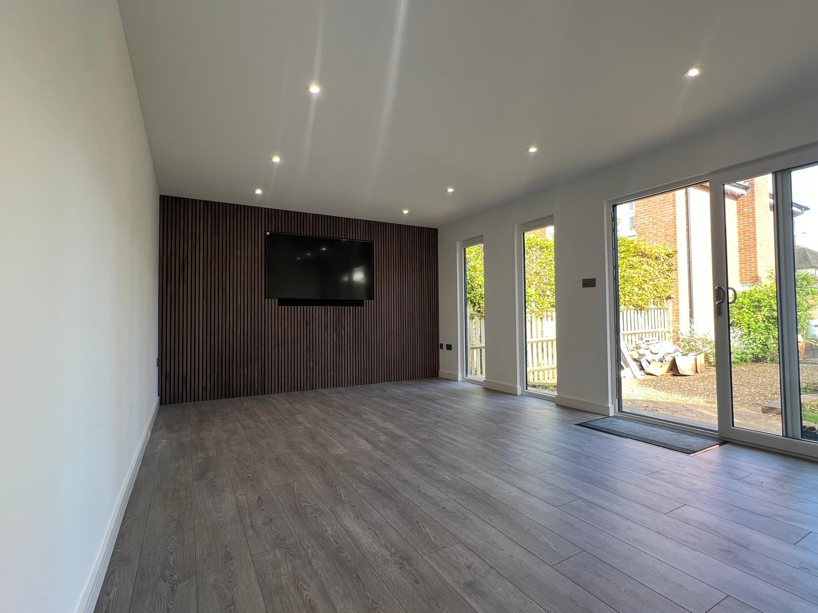 Stylish interior with built-in TV feature