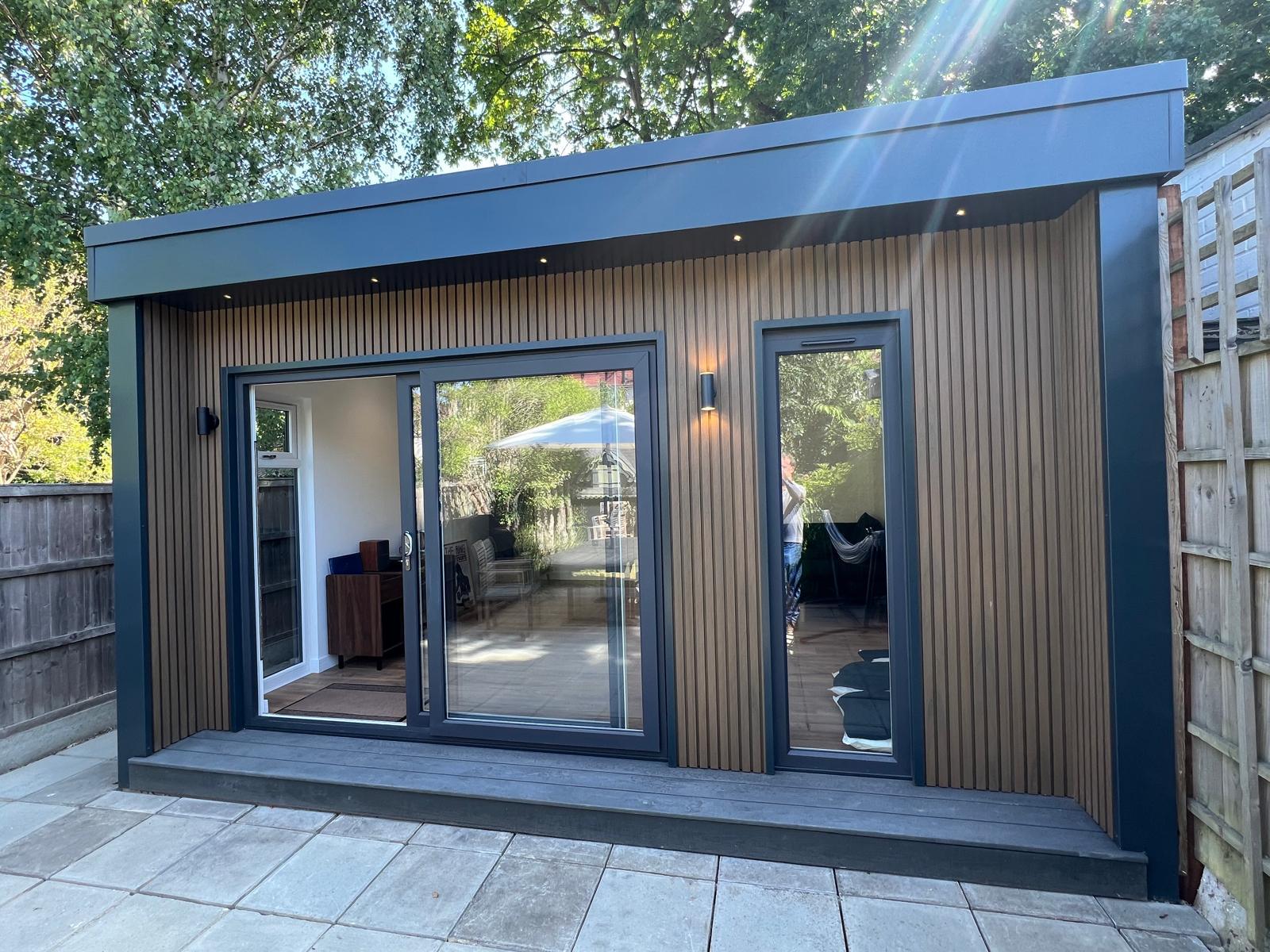 Completed garden office building showcasing quality craftsmanship